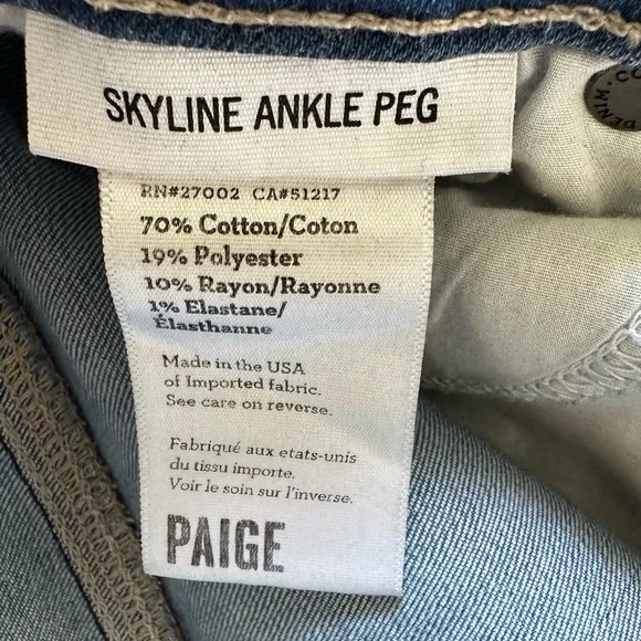 Paige Skyline Ankle Peg Low Rise Jeans Women’s Sz 25 - Picture 8 of 12